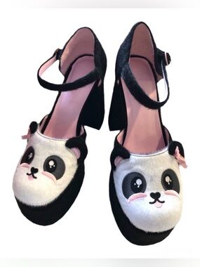 Sugar Thrillz Huggable Honey Panda Velvet Platform Heels 8 cottage kawaii